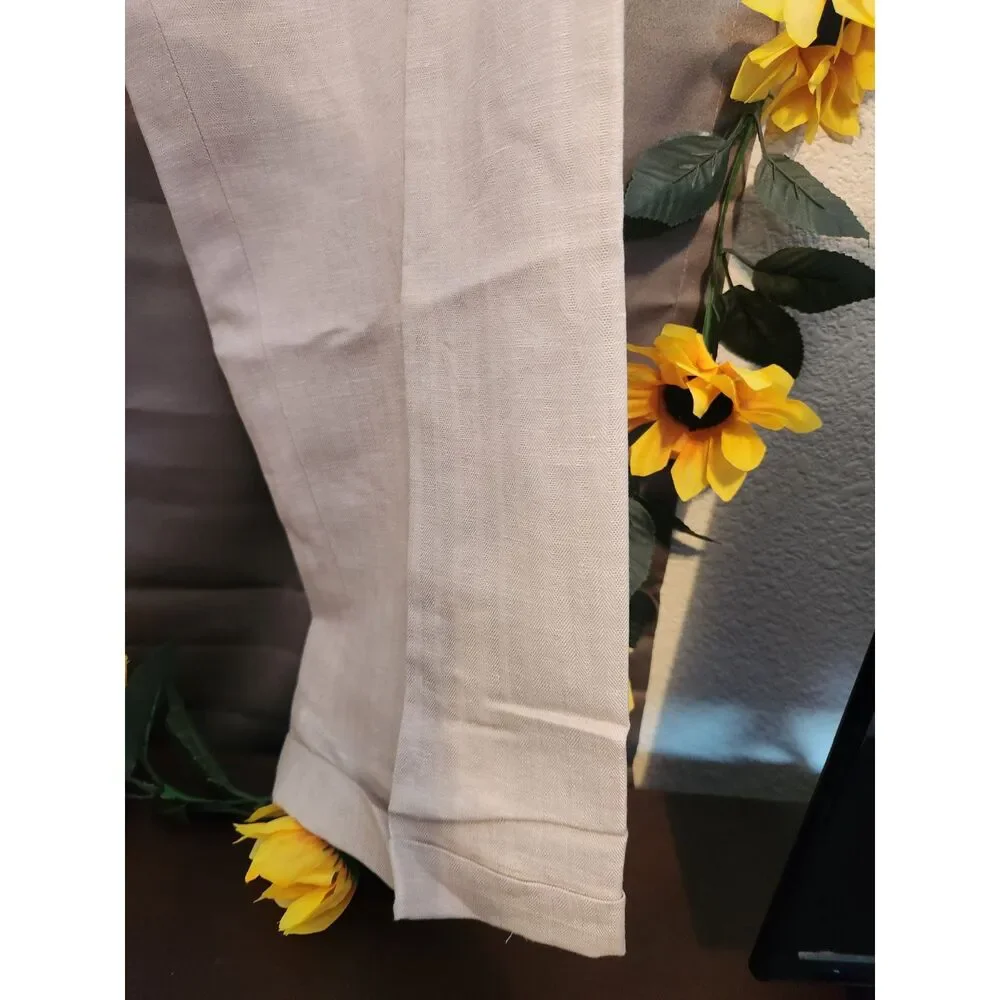 NWT Concepts by Claiborne Men's Beige Linen Dress Pants Flat Front 36W x 30L